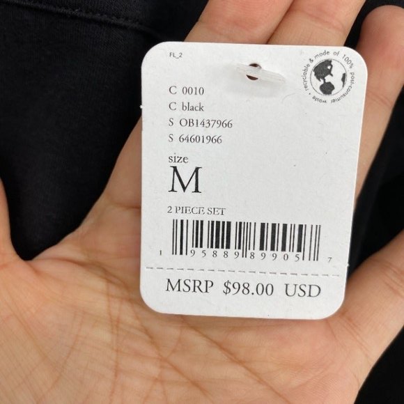 Free People NWT Sunny Set 2 Piece Sweatshirt Shorts Athleisure Set Black Med New - Picture 8 of 13